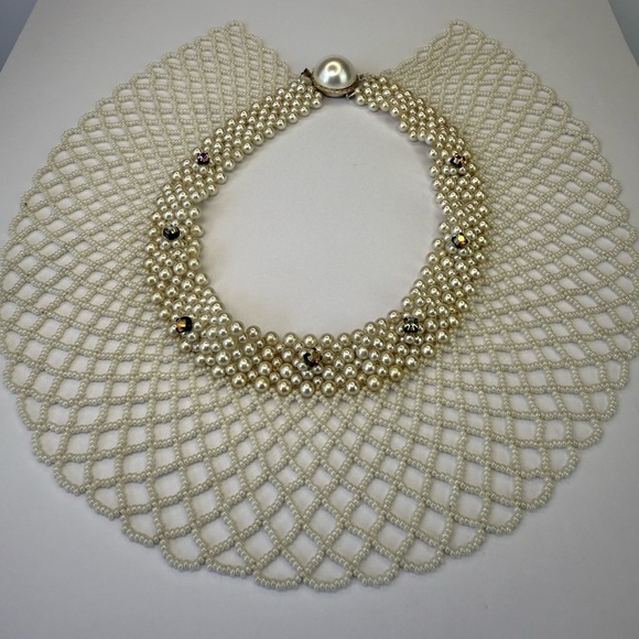 Faux pearl bib necklace vintage - Picture 4 of 6